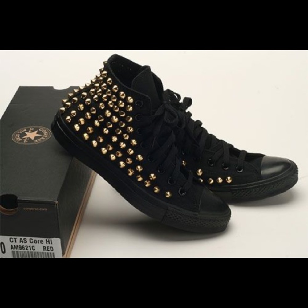 Custom converse high tops with studs size 7 women